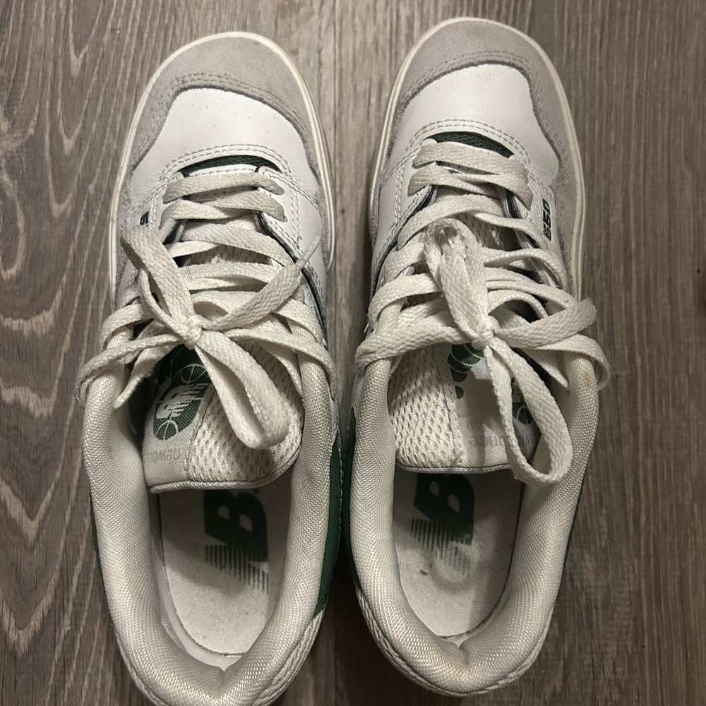 New Balance White and Green Athletic Shoes